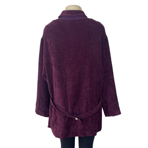 Vintage Jessica Howard Burgundy Button-Up Chenille Jacket With Front Pockets - Picture 3 of 9